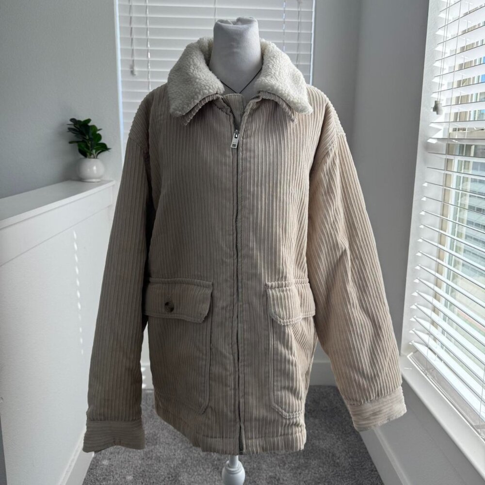 H&M Cream Corduroy Sherpa Collar Jacket 🤍 | Men’s Vintage Workwear Streetwear